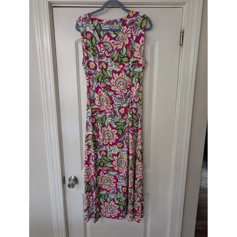 Soft Surroundings Paisley Floral Faux Wrap Maxi Dress Large jersey *fragrant